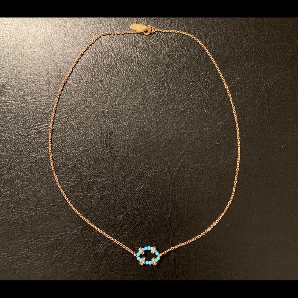 Tiny semi precious stones in gold tone chain